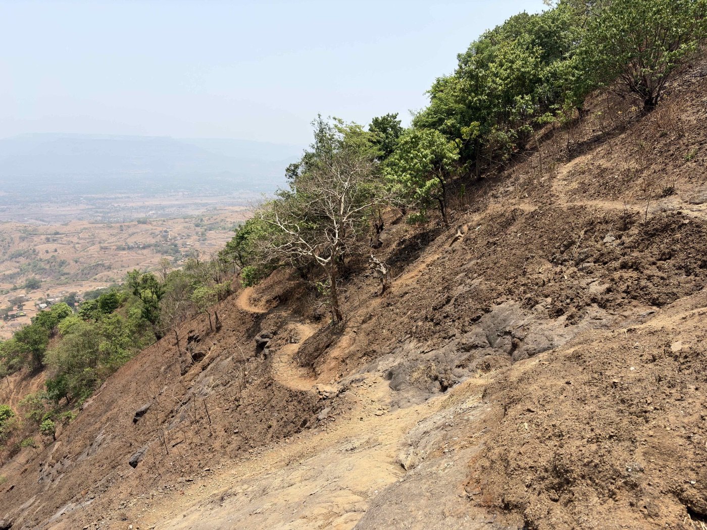 Steep switchback trail up to the Garbett plateau